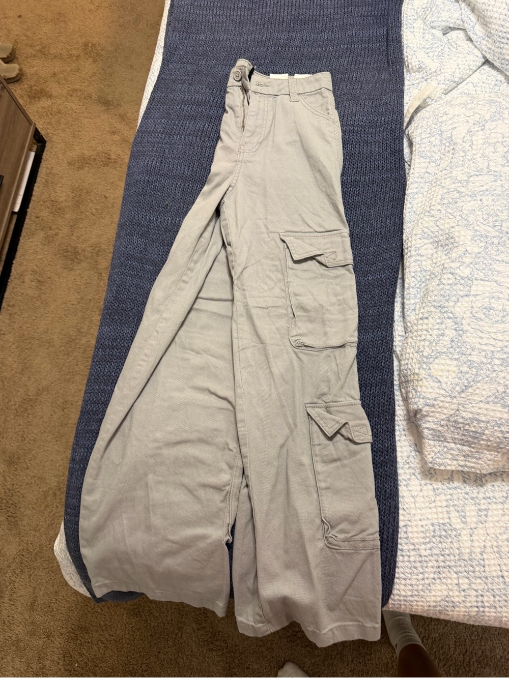 H&M Wide Leg Cargo Jumpsuit in Light Gray